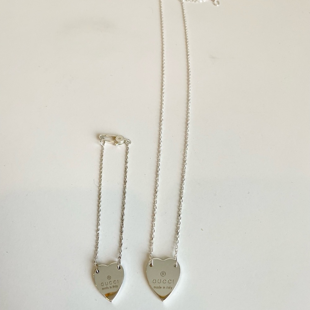 Gucci Trademark bracelet and necklace with heart pendant